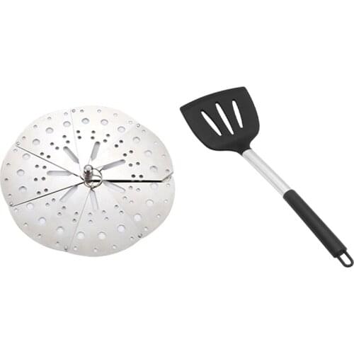 Stainless Adjustable Drop Lid Simmering Food Pot Cover With Silicone Nonstick Spatulas