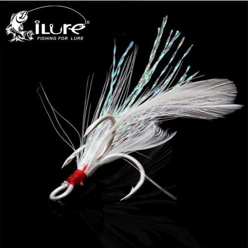 Fishing hooks 10pcs Treble hooks with Feather 1# 2# 4# 6# 8# 10# 12# Fishing Hook 2 times stronger Pesca Accessary peche assist