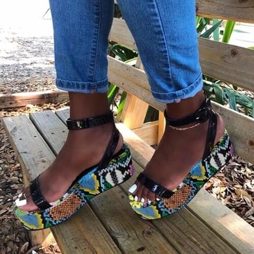 Sandals Women Sexy Ladies Snake Print Wedges Gladiator Sandals Shoes Woman Party Summer Platform Sandals Shoes for Women 2020