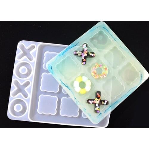 Big Size Tic Tac Toe OX Chess Board Silicone Casting Resin Molds For DIY Resin Chessman & Chessboard Uv Epoxy Handmade Artcraft