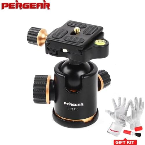 Pergear TH3 Pro Tripod Ball Head Quick Release Plate for Photography DSLR Camera Tripod Monopod w/ 3/8" Screw Hole Max Load 8KG