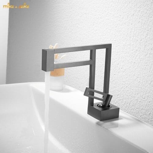 Bathroom basin mixer gunmetal faucet brass matte gray faucet single handle water tap gungray sink tap cold hot water tap