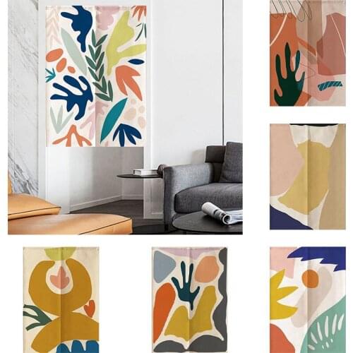 Modern Door Curtain Color Graffiti Bedroom Blackout Curtain Kitchen Geomantic Curtain Decoration Doorway Hanging Curtain