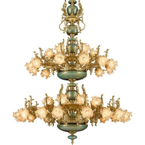 Star Hotel LED ceramic lamp chandelier Led Lampadario living room chandeliers zinc alloy luxury French style villa Church lamps