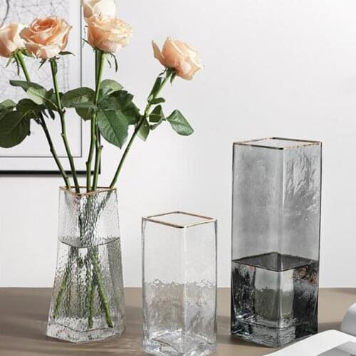 Translucent Glass Flower Vase Modern Crystal Flower Vase Table Centerpieces for Home Office Decoration