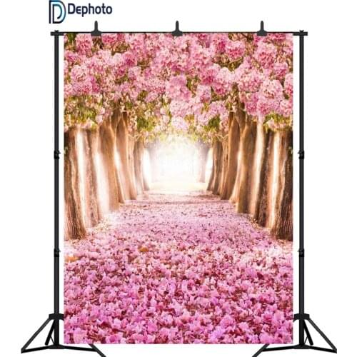 DePhoto Floral Tree For Wedding Photography Background Vinyl Backdrops Pink Flower Backgrounds For Photo Studio