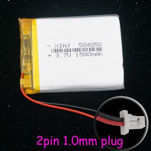 XINJ 3.7V 1500mAh Li Polymer Battery Li po Li ion cell 504050 2pin JST-PH 1.0mm plug For GPS Sat Nav DVC Camera Driving recorder