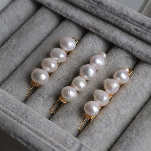 2021 New Korean Sweet Trendy Lady Natural Freshwater Pearl Barrettes For Women Girls Headwear Hair Accessories Hairpins