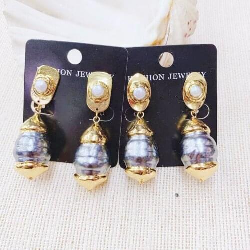 24K Gold Plated Personality Earring Freshwater Pearl Woman Earring For Gift Wholesale 2019 New Earring