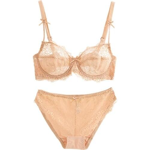 Woman sexy lace side comfortable breathable underwear sexy feminine lace ultra-thin support lingerie set sexy WT097