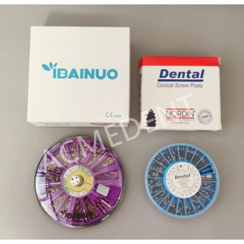 1Box Dental Root Canal Pins Conical Screw Post Titanium Alloy Steel Posts Core Crown IBAINUO PostsX120pcs
