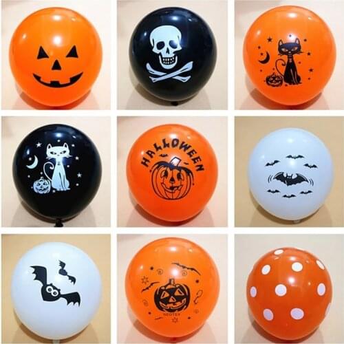 10pcs Pumpkin Ghost Confetti Balloon Scary Haunted House Prop Happy Halloween Decoration Air Baloons Birthday Party Supplies Kid