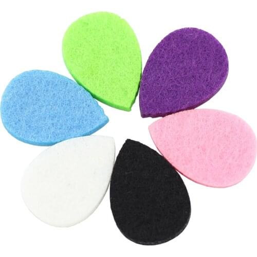 100PCS Waterdrop Colorful Felt Pads for 28mm Teardrop Perfume Aromatherapy Locket Essential Oil Diffusing Locket Pendant