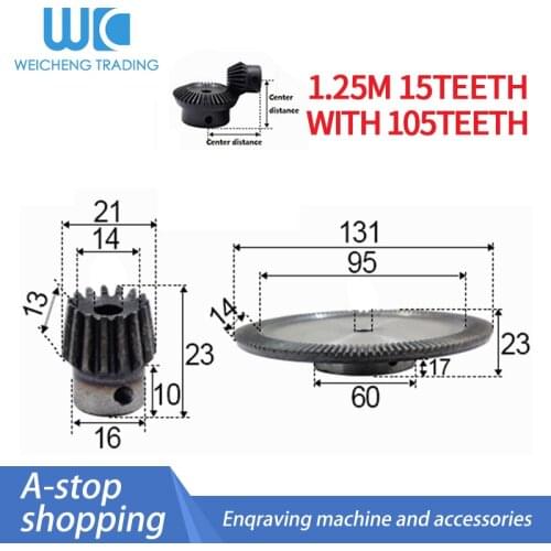 2pcs 1:7 Bevel Gear 1.25 Modulus 15 Teeth hole 6mm+ 105 teeth Inner Hole 8mm 90 Degree Drive Commutation Steel Gears