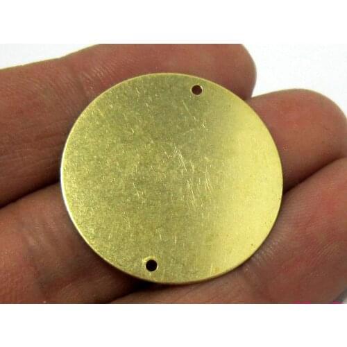 30pcs Brass charms 30mm raw brass round disc Stamping pendant 2 holes R367