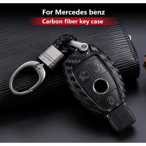 2019 New Carbon Fiber Silica gel Key Cover Case For Mercedes for Benz B200 C180 E260L S320 GLK300 CLA CLS S400 keychain keyring