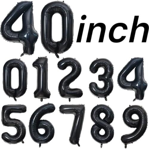 40inch Large Number Foil Black Balloons 0 1 2 3 4 5 6 7 8 9 Ball Birthday Party Decoration Adult Kids Ballon Helium Party Globos