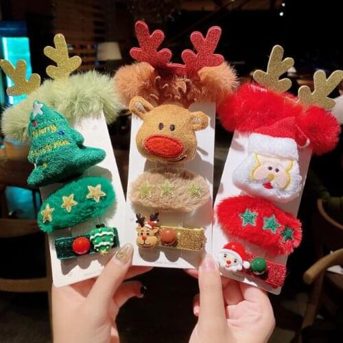 40set/lot DIY Simple Multi Christmas Tree Elk Hair BB Clips Suits Santa Claus Hairpins Hair Styling Tools Accessories HA1727
