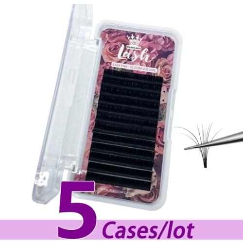 5pcs/lot MASSCAKU 8-20mm Easy Fan Eyelash One Second Rapid Blooming Eyelash Extension Faux Magnetic mink natural eyelashes