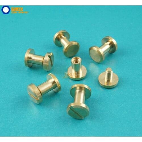 50 Set 8*6mm Solid Brass Rivet Chicago Screw for Leather Craft Belt Wallet / Flat