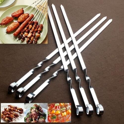 6pcs/Set Barbecue Meat String Skewers Chunks of Meat Stainless Steel Churrasqueira Roast Stick for BBQ Outdoor Picnic WF