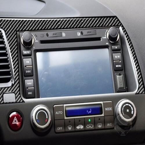 Car GPS Navigation Panel Cover Trim Frame Real Carbon Fiber Sticker Auto For Honda Civic 8th Gen 2006 2007 2008 2009 2010 2011