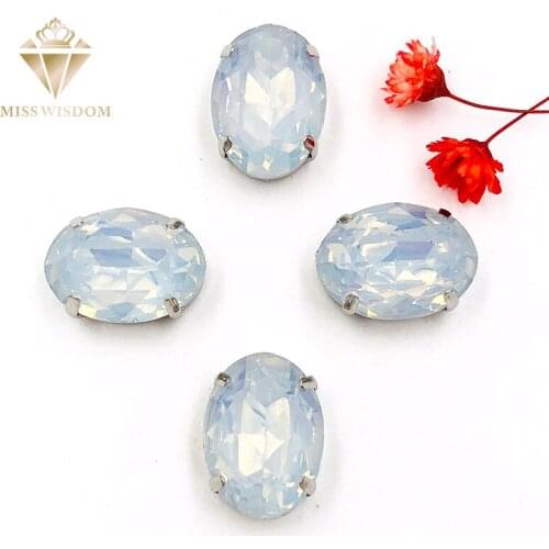Free shipping Matt White opal oval shape sew on rhinestones with claw flatback Resin loose rhinestones DIY garment Accessories