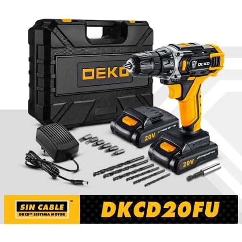 DEKO DKCD20FU Sharker 20V wireless and powerful drill, mini wireless power controller, lithium-ion battery
