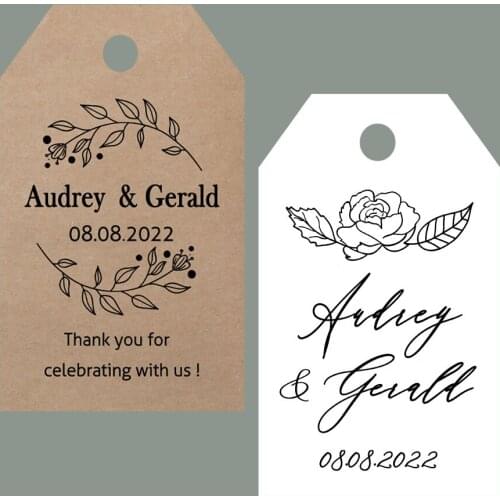 100 PCS Custom Kraft Paper Tags,Hang Tag Wedding Favors Tags -Yor text name logo Perforated Tags Personalized