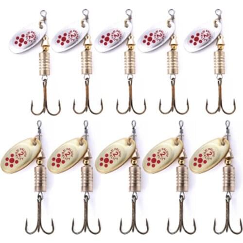 10 Pcs 6.7cm 7g Spinner Spoon Metal Bait Fishing Lure Sequins Crankbait for Bass Trout Perch Pike Rotating Tackle