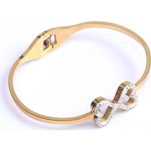Titanium Steel Heart Bracelet For Women Charm Bow-Knot Cuffs Bracelets Bangles For Girls Fashion Jewelry Woman Accesories
