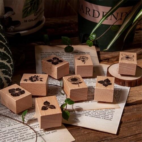 Vintage Wooden Stamp Plant Flowers DIY Rubber Stamps for Scrapbooking Diary Journalling Cards Art Craft Office Stationery