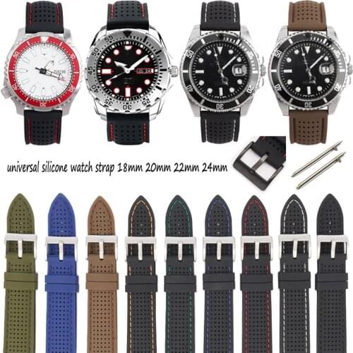 Hole Breathable Silicone Watch Strap 18mm 20mm 22mm 24mm Replacement Watch Band Quick Release Pins Rubber Soft Wrist Bracelet
