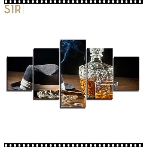 HD 5 Pieces Red Wine Pictures Print Posters Wall HD Art Home Decor for Living Room Painting on The Wall Pictures Wine Wall Art