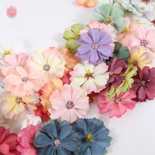 20Pcs Artificial Flower Silk Daisy Flower Head Christmas Decor For Room Home DIY Wreath Gift Scrapbooking Fake Flower Decoration