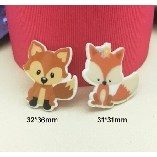 50pcs Mixed Lovely Cartoon fox Flatback Resin Planar Cabochon for DIY Craft Embellishments RET1538