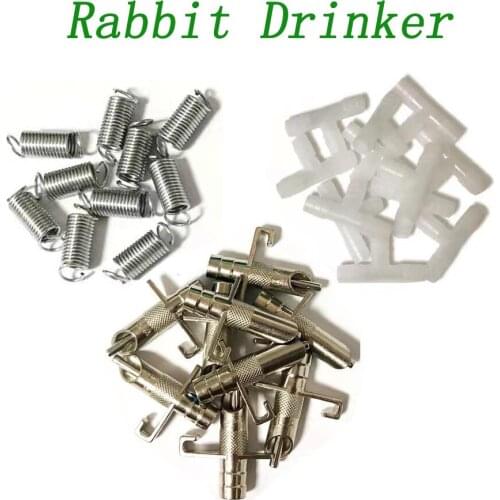 10/20 Pcs Automatic Rabbit Nipple Drinking Fountains Drinker Stainless Steel Equipped With Spring And Tee Bunny Waterer Supplier