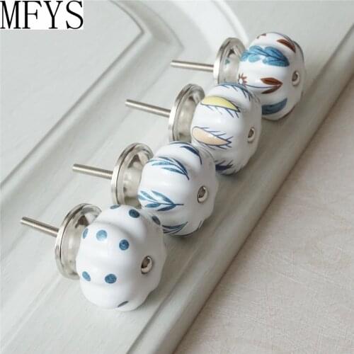 Ceramic Drawer Pulls Knob Ceramic Knob Cupboard Handles Blue Flower Kids Handle Cabinet Knob Pulls Hardware Furniture Decor