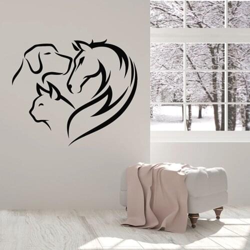 Cat Dog Horse Wall Sticker Love Pet Animals Wall Decals Kids Children Room Decoration Pets Shop Vinyl Nursery Art Murals