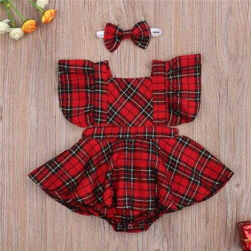 Summer Baby Clothing 0-2Y Newborn Baby Girls Clothes Backless Plaid Rompers Kids Jumpsuit Tutu Dress Tracksuit