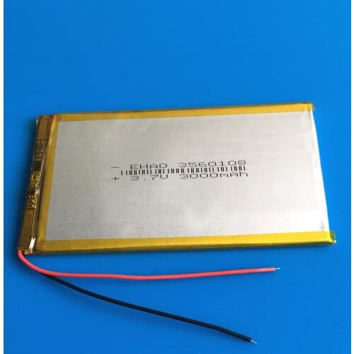 3.7V 3000mAh lipo polymer lithium Rechargeable battery Cells 3560108 for GPS DVD power bank Tablet PC PAD PDA Laptop PSP camera