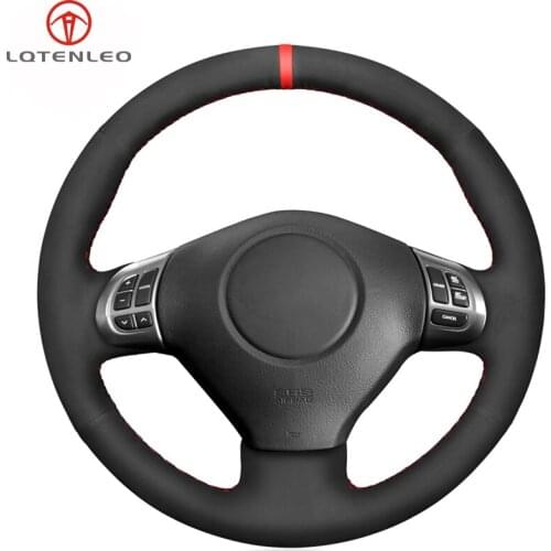 LQTENLEO Black Suede Car Steering Wheel Cover For Subaru Forester 2008-2012 Impreza 2007-2014 Legacy Outback 2006-2009 Exiga 2