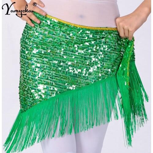 Sexy y2k wrap vintage Sequin mini summer skirt women clothes waisted evening party club skirts elegant Latin Dance tassel skirts