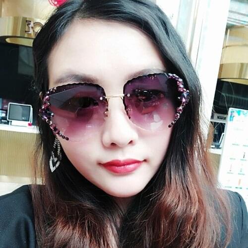 Fashion Rimless Luxury Rhinestone Sunglasses Women 2020 Vintage Bling Sun Glasses Shades for Women Gafas De Sol Mujer Uv400