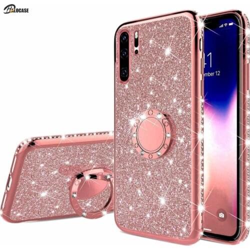 Finger Ring Diamond Soft Case For Huawei P40 Lite P30 Pro P20 P Smart Z Plus Y7 Y6 2018 Y9 Prime Y5 2019 Glitter Phone Cover P40