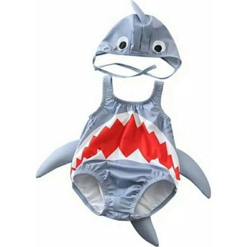 Fashion New 2019 Summer Cute Toddler Kids Baby Girls Boy Swimwear Swimsuit Shark Bathing Suit Beachwear Size 1-6Y