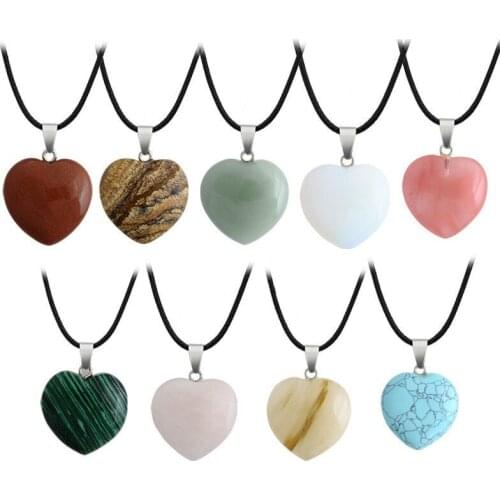 Natural Stone Love Heart-shaped Crystal Necklaces Agates 30mm Big Pendant Women Jewelry Bohemian 2020 Statement Choker Necklace