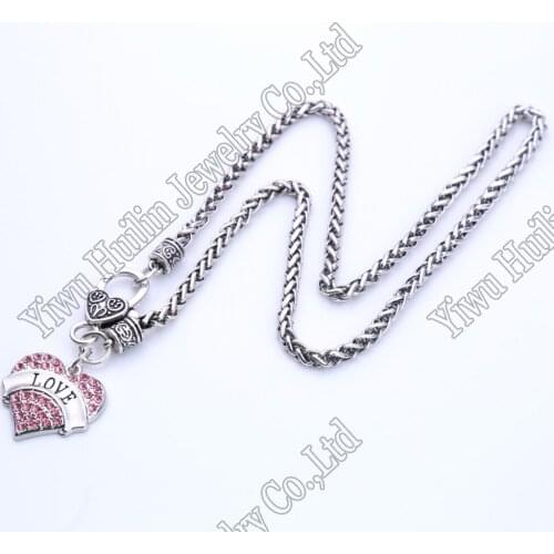 LOVE Rhinestone Heart Word Necklaces Pendants