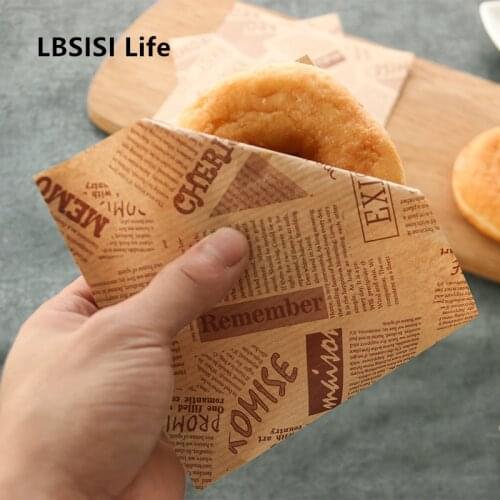 LBSISI Life 100pcs Donut Food Kraft Paper Bag Sandwiches Bread Oilproof Paper Bags Baking Accessories Wedding Decoration