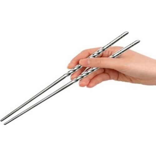 1 Pair Chopsticks Design Fashion Non-slip Stainless Steel Environmental Chopstick Tableware Wholesale Hot Sale